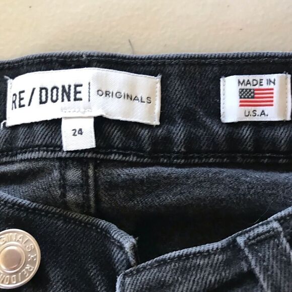 Re/done button fly dark was destroyed skinny fit busted knees raw hem - Picture 6 of 11